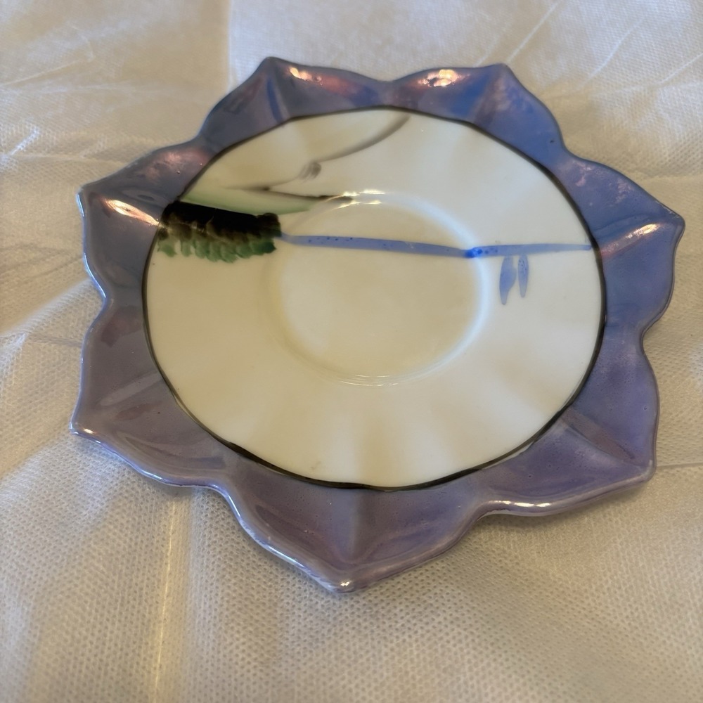 Vintage Handpainted Trico Nagoya Japan Porcelain Saucer 6.5" Lusterware‎ Floral